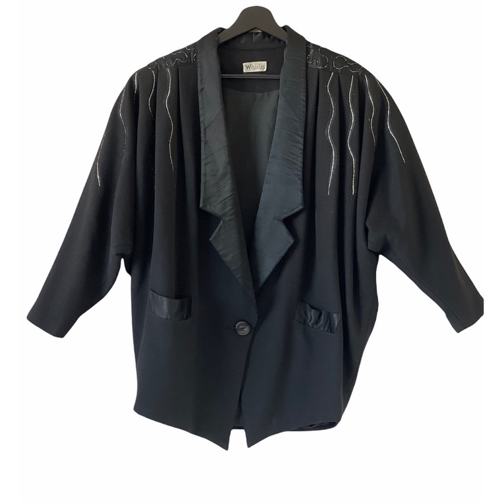 Vintage Black Wool Jacket with Embroidery